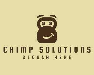 Chimpanzee - Smiling Kettlebell Gym logo design