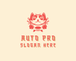 Warrior - Ninja Cat Pet logo design