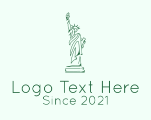 Tourist Spot - Green Statue of Liberty logo design