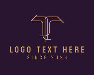Gold - Minimalist Luxury Outline Letter T logo design