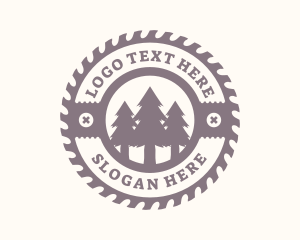 Woodcutting - Pine Tree Forest Saw logo design