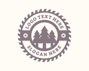 Woodcutter - Pine Tree Forest Saw logo design