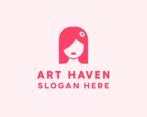 Pink Girl Hair Salon logo design