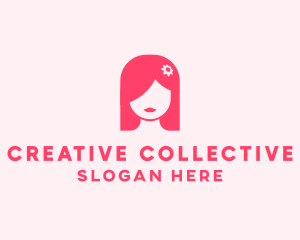 Pink Girl Hair Salon logo design