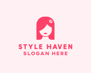 Pink Girl Hair Salon logo design