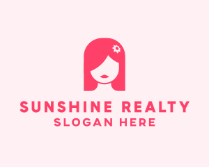 Pink Girl Hair Salon logo design