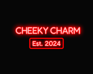 Cheeky - Red Neon Light logo design