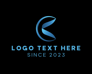 Cyber Space - Gradient Ribbon Letter C Company logo design