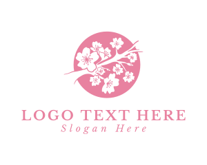 Organic - Pink Sakura Flower logo design