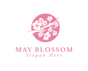 Pink Sakura Flower logo design