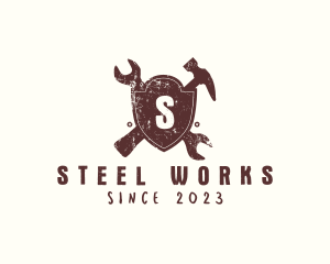 Hammer Wrench Tools Shield logo design