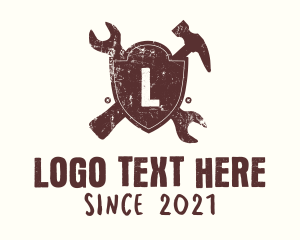 Old Fashioned - Tools Shield Letter logo design