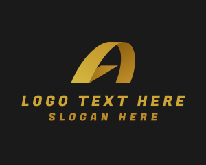 Ribbon - Gold Arch Letter A logo design