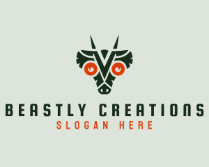 Tribal Dragon Beast logo design