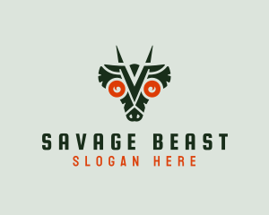 Tribal Dragon Beast logo design