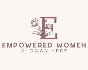 Floral Wellness Spa Letter E logo design