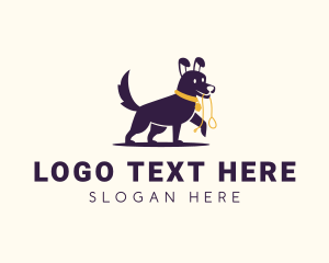 Retriever - Puppy Dog Leash logo design