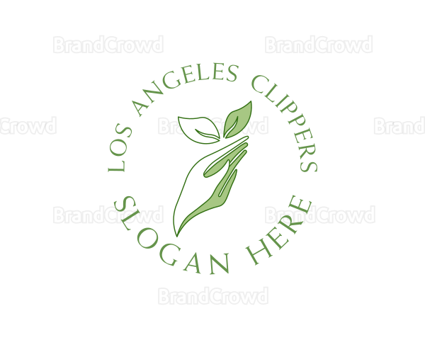 Hand Leaves Plant Logo