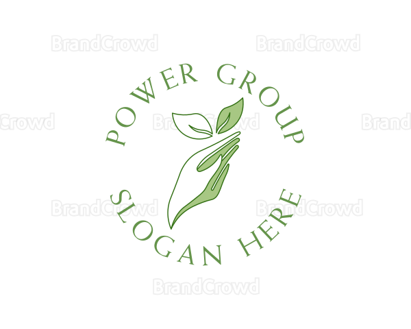 Hand Leaves Plant Logo