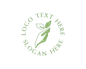Badge - Hand Leaves Plant logo design
