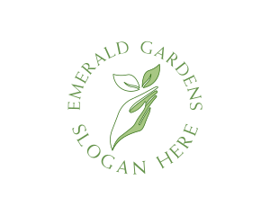 Hand Leaves Plant logo design