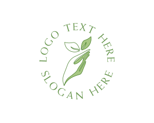 Hand Leaves Plant Logo