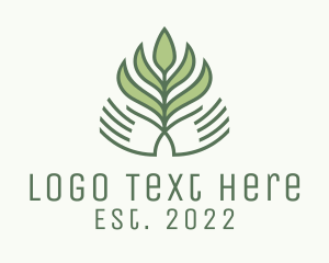 Vegetarian - Green Hand Garden Plant logo design