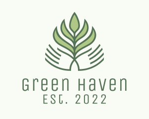 Green Hand Garden Plant  logo design