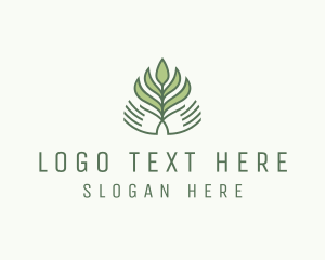 Green Hand Garden Plant  logo design