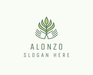 Green Hand Garden Plant  logo design