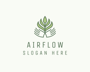 Green Hand Garden Plant  logo design