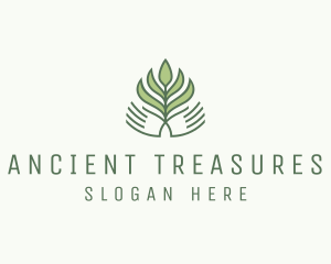 Green Hand Garden Plant  logo design