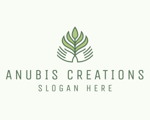 Green Hand Garden Plant  logo design