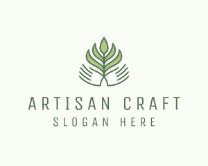 Green Hand Garden Plant  logo design