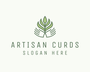 Green Hand Garden Plant  logo design