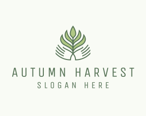 Green Hand Garden Plant  logo design