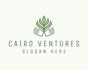 Green Hand Garden Plant  logo design