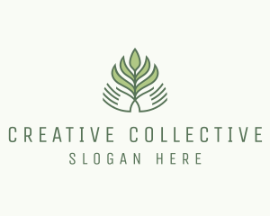 Green Hand Garden Plant  logo design