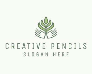 Green Hand Garden Plant  logo design