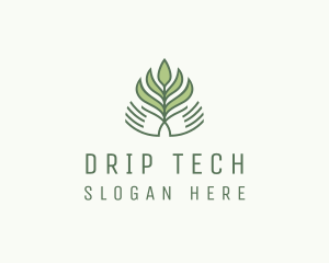 Green Hand Garden Plant  logo design