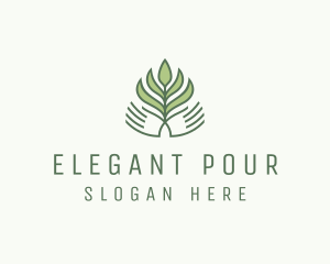 Green Hand Garden Plant  logo design