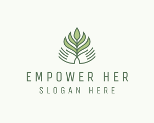 Green Hand Garden Plant  logo design