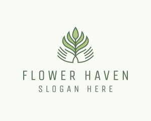 Green Hand Garden Plant  logo design