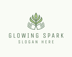 Green Hand Garden Plant  logo design