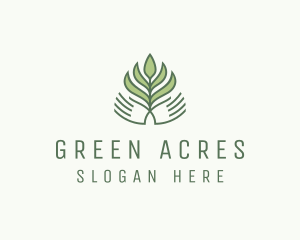 Green Hand Garden Plant  logo design