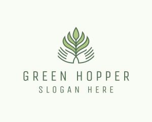 Green Hand Garden Plant  logo design