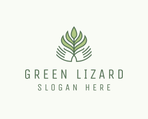 Green Hand Garden Plant  logo design