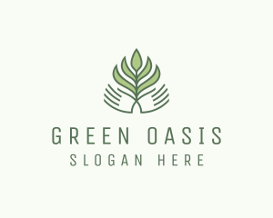 Green Hand Garden Plant  logo design