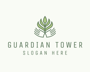 Green Hand Garden Plant  logo design