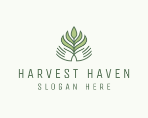 Green Hand Garden Plant  logo design